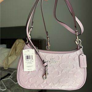 COACH lavender/ purple Signature Leather Teri Shoulder